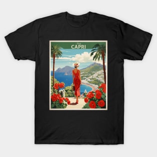 Capri Italy Vintage Tourism Travel Poster T-Shirt